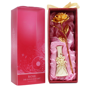 金玫瑰(金玫瑰)24k金箔，玫瑰花创意情人节，礼物送女生女友老婆的生日礼物