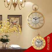 美式乡村复古钟表挂钟客厅家用创意餐厅墙面装饰时钟挂墙时尚挂表