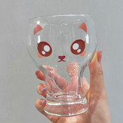 网红透明玻璃杯女可爱甜品小熊水杯，牛奶杯果汁杯咖啡杯子加厚酒杯