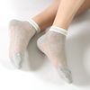 5双春秋季原宿日系两条杠玻璃丝袜超薄款丝棉袜子女镂空透气短袜