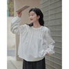 觅定法式白色衬衫春装，女2024韩系chic独特别致泡泡袖长袖上衣