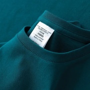 300G重磅碳素磨毛雀绿色纯棉T恤男蓝绿色加厚宽松短袖美式打底衫
