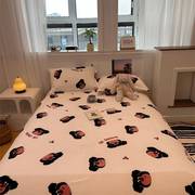 冬季英文牛奶珊瑚法兰绒毯单件床单加绒防滑毛毯垫单宿舍加厚被单