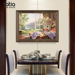 美式餐厅装饰画欧式风格高级感挂画餐桌壁画水果，手绘油画玄关画