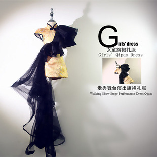 女童旗袍礼服中国风钢琴，走秀舞台花童钢琴，演奏礼服女童晚礼服旗袍