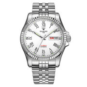 上海钻石牌手表男自动机械表，镶钻8010双历8011防水商务男式手表