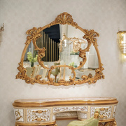 法式复古宫廷风浴室镜梳妆台挂墙化妆镜欧式壁炉沙发背景墙装饰镜