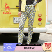 SVG高尔夫服装女时尚格纹修身铅笔裤个性运动女士长裤