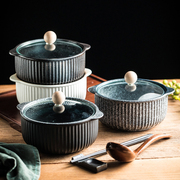 2022年日式双耳汤碗，带盖陶瓷创意大号泡面，碗家用汤盆汤锅大碗