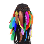 波西米亚长款气质羽毛发带彩色手工编织发绳舞会表演海边度假发饰