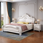 美式床实木双人床白色公主，床轻奢床约双人床1.8m主卧储物床