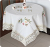 纯棉刺绣花台布白色全棉餐桌布，布艺外贸圆正长方形高级感茶几盖巾