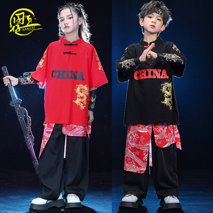 六一儿童国潮嘻哈街舞服套装小学生帅气中国风汉服舞蹈演出服班服