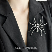 accrepublic 黑色闪钻大蜘蛛高档胸针女奢华气质西装大衣胸花别针
