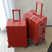 红色行李箱结婚陪嫁箱子，新娘婚礼嫁妆箱，一对女密码皮箱24寸拉杆箱