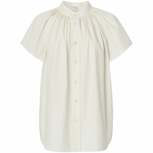 纯棉短袖衬衫女夏设计感小众欧货薄款衬衣法式韩版上衣鹅黄色白色