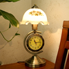 欧式复古田园古典卧室床头灯新中式，带钟表可调光，书房装饰玻璃台灯