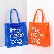 韩版字母透明糖果色果冻包pvc防水购物袋沙滩包休闲(包休闲)手提单肩包女