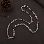 s925纯银直筒项链泰银复古圆点，凸面设计国潮饰品锁骨链