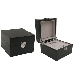 木制男手表包装盒首饰，名牌黑色油漆盒子高档收藏木盒礼盒绒布
