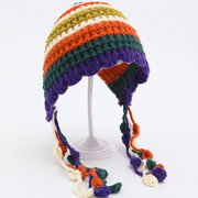 亲子儿童帽子秋冬镂空手工毛线，帽女童针织护耳，帽女宝宝时尚套头帽
