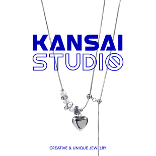 KANSAI银色爱心碎石项链女潮个性小众冷淡风锁骨链高级设计感饰品