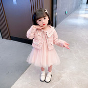 女童春装公主裙小香风连衣裙，套装儿童宝宝，2024春秋款纱裙时髦裙子