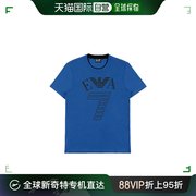 香港直邮emporioarmani阿玛尼男士t恤蓝色印花圆领短袖简约休闲