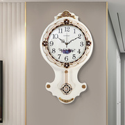 家用白色轻奢挂钟客厅时尚约大气欧式时钟表卧室静音田园壁挂表