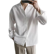 春秋高级感白色职业装垂感长袖衬衫男生休闲韩版宽松免烫男士衬衣
