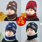 帽子儿童秋冬男童女童保暖护耳宝宝帽子围巾两件套装冬季毛线帽潮
