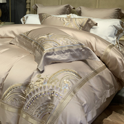 轻奢风140s埃及长绒棉，高端四件套北欧风床单床笠全棉刺绣床上用品