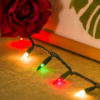 玫瑰星露圣诞树花环灯迷你彩灯串节日，氛围装饰防水钨丝串灯