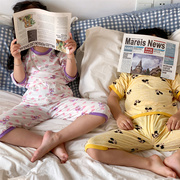 夏款儿童薄款睡衣卡通，莫代尔家居服男童女童宝宝，空调房七分袖睡衣