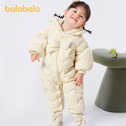 巴拉巴拉婴儿连体衣羽绒服，2023宝宝女童冬季抱衣轻薄哈衣时髦