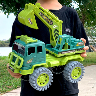 超大号挖掘机儿童玩具工程车，挖土搅拌翻斗吊车小汽车套装2男孩3岁