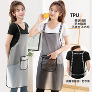 透明防水背带围裙女家用厨房大人工作服无袖水产专用围腰定制印字