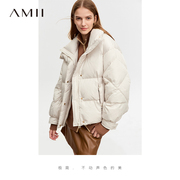 Amii品牌短款羽绒服女冬天外套冬季2023加厚高领小个子面包服