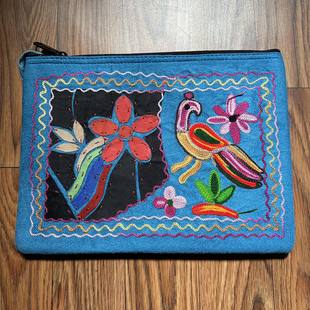 尼泊尔手工刺绣麂皮绒布iPad平板包女民族风长款文件包收纳手拿包