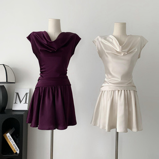 Wuuus Highline月光琉璃玉78%真醋酸上衣套装半裙两件套