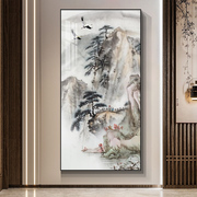 新中式走廊玄关装饰画竖版山水挂画入户客厅壁画现代简约2023