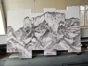 新中式山水挂壁画无框错层连体重叠装饰画定制