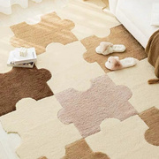 创意拼图地毯加厚柔软植绒异形家用客厅卧室床边毯拼接地垫高级感