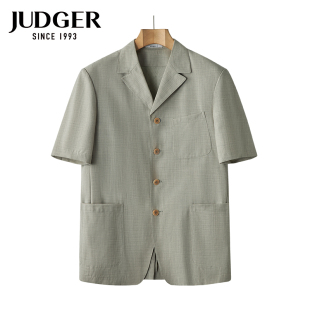 JUDGER庄吉西装男士半袖西服 休闲薄款半里西服外套