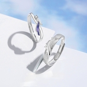 原创龙凤情侣对戒925纯银戒指，一对款小众设计感刻字情人节礼物女