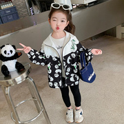 女童春装时髦连帽上衣2024儿童洋气休闲网红春款韩版熊猫外套