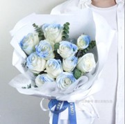 11朵碎冰蓝鲜花花束520送男女朋友送爱人仅限广州佛山同城配送