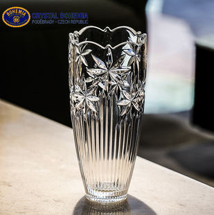 捷克bohemia进口现代时尚水晶花瓶，家用客厅餐桌插花透明玻璃花瓶