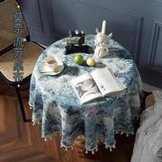 复古桌布美式高档餐桌茶几布圆桌布北欧长条床尾巾油画桌旗盖巾布
