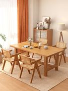 全实木餐桌椅组合加厚家用长方形吃饭桌子小户型工作台原木大板桌